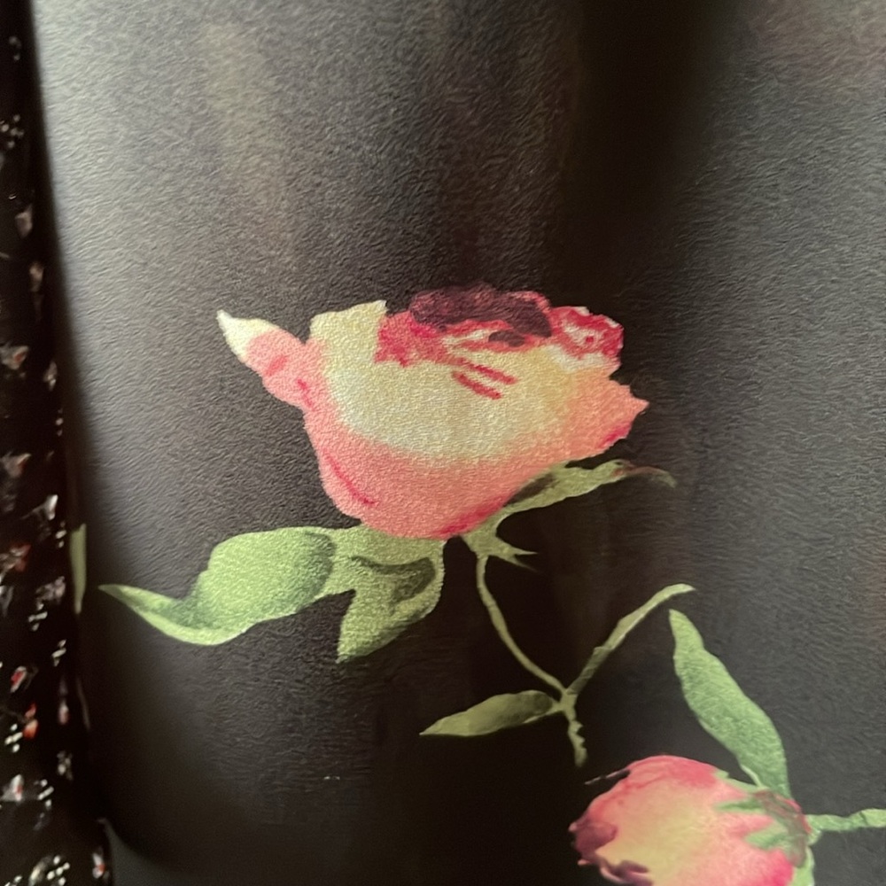 Vintage black floral reversible sleeveless maxi chiffon dress - Picture 5 of 8